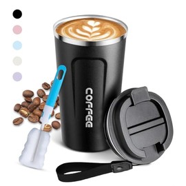 VASA NAMA 510 ml18 oz Taza Termo de Caf de Acero Inoxidable 304 con Tapa, Vaso Trmico para Caf con Cuerda y Cepillo, Taza de Vaco para Bebidas Fras y 