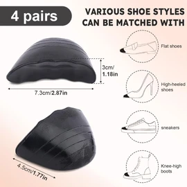 Shoe Filler Insert, Black Shoe Inserts for Shoe Too Big Adjustable Toe Cushion Fillers Make Shoes Fit, Prevent Heel Sliping Shoe Inserts for Sneakers High Heels Flats Boots (Size:4 Pairs)