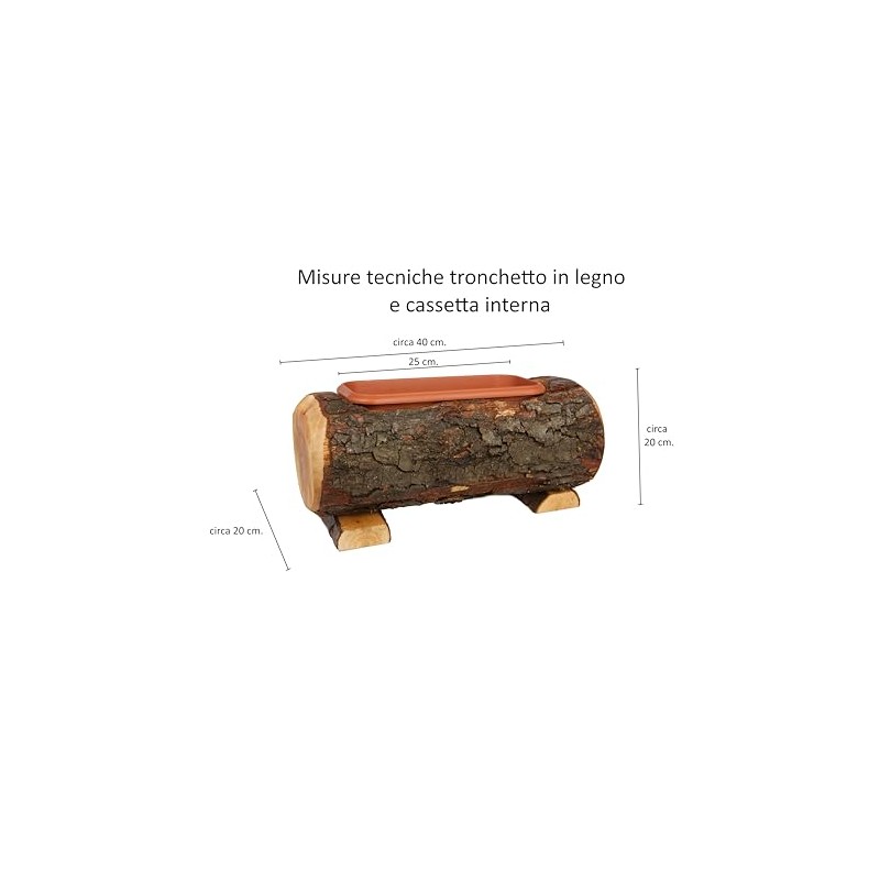 Wooden Trunk with Pot, Real Wood Trunk with Plastic Inner