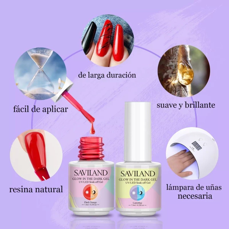 Saviland Gel Esmalte Uv Para Uñas Neon Glow 12 Piezas,