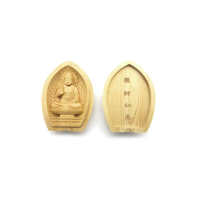 木彫 of Buddhist Buddha/Buddha 香合 薬師如来 Tsuge