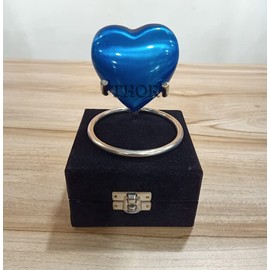 Blue Heart Keepsake Urn - Small Beautiful Urn for Ashes - Beach Handmade Mini Urns & Stand with Box - Honor Your Loved One Perfect for Adults