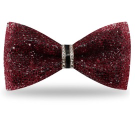 GHTIYLP Mens Rhinestone Bow Tie Pre-Tied Bow Ties for Men Adjustable Sparkle Sequin Bowtie Party Wedding (Burgundy)