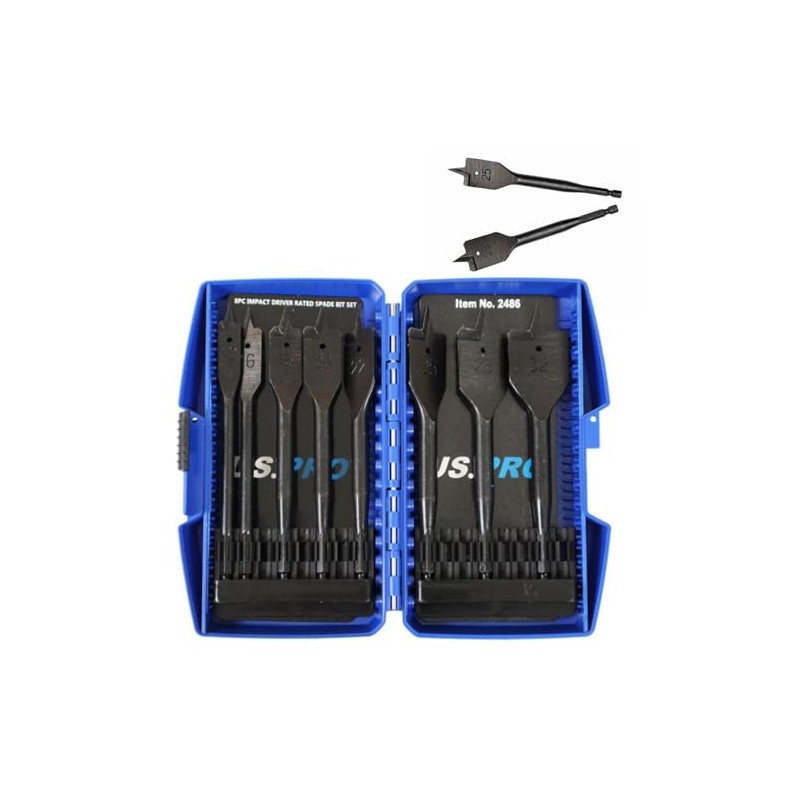 US PRO Impact Driver Spade Drill Bit Set, 12-32mm, 8