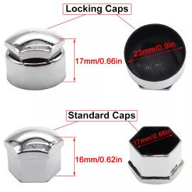 Unbranded Universal 17mm Chrome Silver Car Wheel Lug Nut Cover Caps Set w/ Tool US Stock