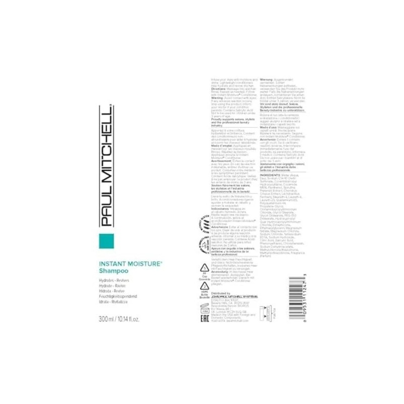 Paul Mitchell Instant Moisture Shampoo, Hydrates Dry Hair, 10.14 fl.