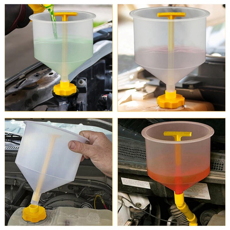 15Pcs Cooling Fluid Funnel Kit Spill Proof Silver Radiator Bleeder