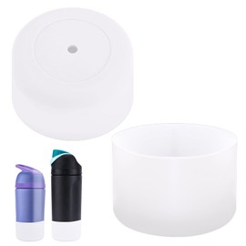 2pcs Silicone Boot for Owala Kids Water Bottle 16oz/14oz, Anti-Slip Water Bottle Cover Sleeve Anti-Dent Bottom Protector Wraps Compatible with Owala Kids Stainless Steel Bottle Accessories(White)