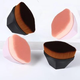 4pcs Brochas De Maquillaje Foundation Makeup Petal-Shaped Kabuki Brushes, Used for Cosmetics, Blending Liquids, Blush, Concealers, Creams and Flawless Powder, with Bonus Portable Dust-proof Box