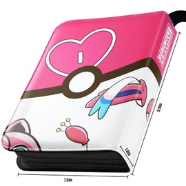 Trading Card Binder 4-Pocket, 440 Pockets Trading Card Games Collection Binder with 55 Sleeves Pink