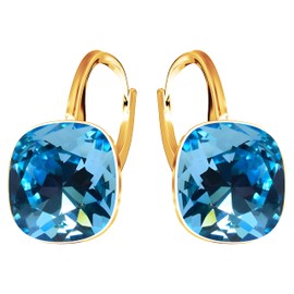 Earrings 925 Silver Austrian Zirconia - 24 Carat Gold-Plated Jewellery for Women and Girls - Drop Earrings Ideal for Gifts for Women, Sterling Silver, Cubic Zirconia