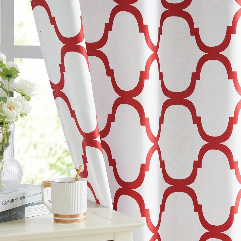 Melodieux Moroccan Printed Room Darkening Blackout Grommet Curtains for Bedroom
