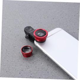 TEHAUX 3 in 1 Phone Camera Lens Kit - Super Wide Angle, Macro, and Fisheye Lens Clip, Aluminum Alloy, Red