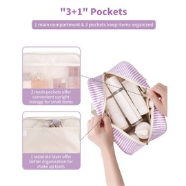 Full Size Toiletry Bag Large Cosmetic Bag Travel Makeup Bags Organiser for Women and Women, Zb-Purple Stripes