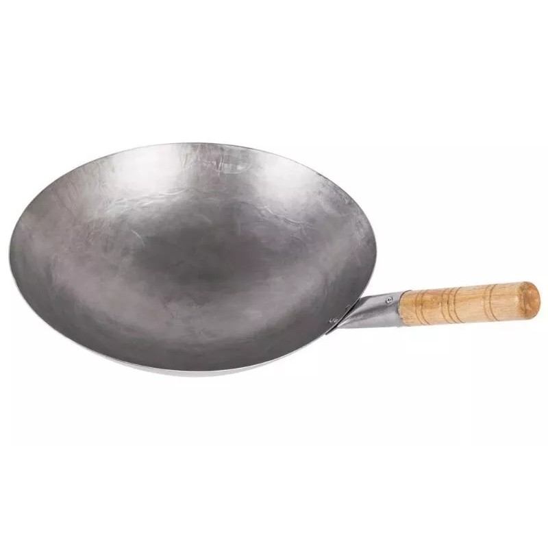 Town 14" Heavy Duty Mandarin Wok Silver Carbon Steel Round