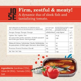 Canned Small Sardines in Tomato Sauce by Jose Gourmet, Wild Caught Portuguese Sardines, Tinned Fish in Tomato Sauce, High Protein Sustainable Seafood, Omega 3, Fair Trade, 90g Can