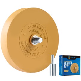 S SATC Decal Eraser Wheel Pin Stripe Removal Tool 1 Pack - Black Rubber Wheel with Adapter with Electric Drill - Removes Vinyl, Decals, Graphics & Double Faced Tape