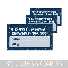 DISTINCTIVS Winter Holiday Party Games – How Many Snowballs Do You See Guessing Game – 30 Extra Guessing Cards - Winter Wonderland Party, Classroom Snow Day Party, or Little Snowflake Game Supplies