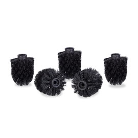Relaxdays 5 x Toilet Brush Heads, Loose Toilet Brushes, 9.5 mm Thread, Replacement Brush Head Diameter 7 cm, Replacement Brush Head, Black