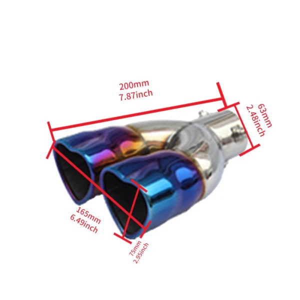 Unbranded Burnt Heart Shape Car Exhaust Muffler Tip Pipe 63mm