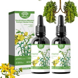 Mullein Leaf Extract for Lungs, Clearbreath Dendrobium & Mullein Extract Mullein Drops Lung Cleanse Powerful Lung Support Cleanse Respiratory Herbal Body Care Essence, Clear Breath (30ml *2)