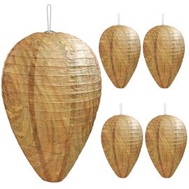 DECYOOL Mini Size Paper Wasp Nest Decoy Hanging Fake Wasp Nest for Wasps Hornets Yellow Jackets (4) | DECYOOL