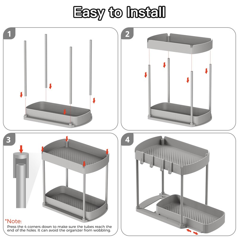 Ukeetap 2 Pack Multi-Purpose Pull-Out Storage Organizers, Under Sink Organizers