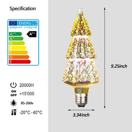 PURESILKS Edison Firework Light Bulb-LED Light Bulb,3D Decorative Bulbs for E27, Multicolored Stained Glass Light Bulb for Christmas Day and Daily Party Decoration (Christmas Tree)
