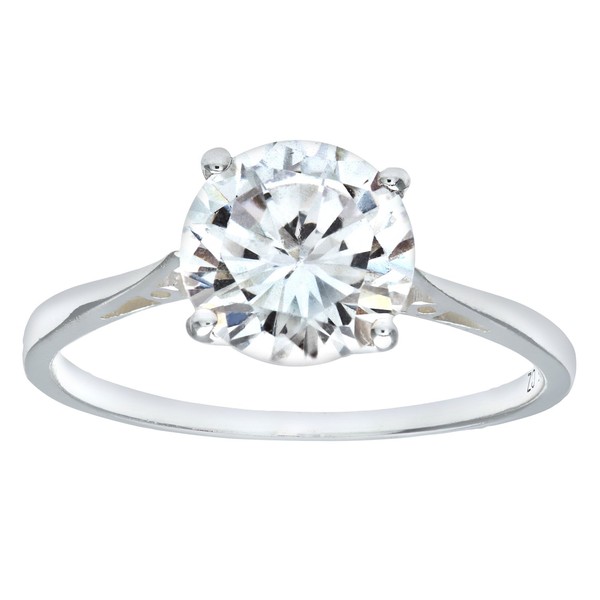 Mogul Silver Cubic Zirconia Set Solitare Ring - Size R