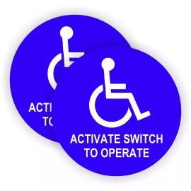 Unbranded ACTIVATE SWITCH TO OPERATE Handicap Vinyl Door Decals Stickers Labels (PAIR)
