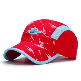 (Connectile) Summer Mesh Cap Kids Lightweight Quick Drying Hat for Kids Boys Girls UV Protection Cap, red