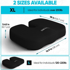 FORTEM Office Chair Cushion and Back Support for Office Chair, Lumbar Support Pillow, Memory Foam, Non Slip Sitting and Back Rest for Gaming, Car Seat Cushion, Chair Pad, XL