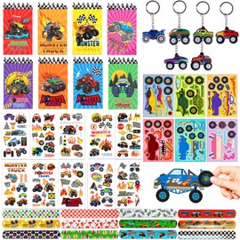 BACH AND BOOZY Monster Truck Party Favors Truck Themed Party Goodies Truck DIY Stickers Keychains Bracelets for Birthday Supplies