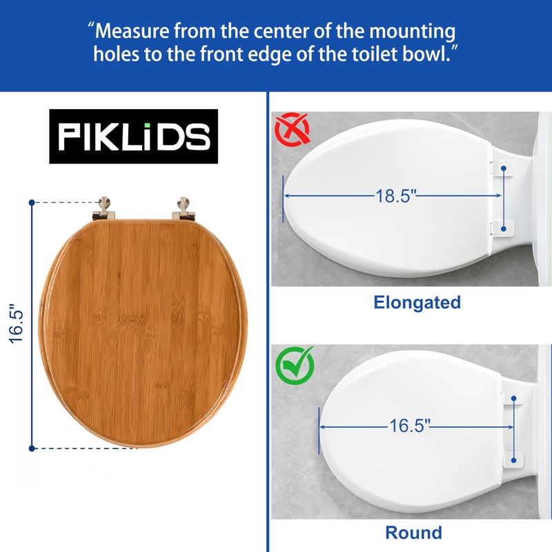 Toilet Seat, Solid Wood, Bamboo, High Gloss Finis, PIKLiDS (Round)