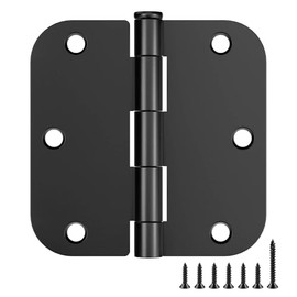 Bisagras de Puerta Mate Controles de Herrajes de Puerta de 3.5"X 3.5" Esquinas Redondeadas de Radio de 5/8" para Bisagras de Puerta Interiores (6, Negro)
