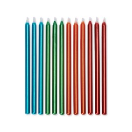 Papyrus Birthday Candles, Metallic Blue, Green, Orange & Red (12-Count)