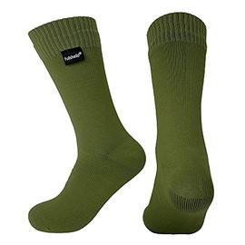 Fullsheild Men’s Waterproof Hiking Socks, Unisex Breathable Outdoor Athletic Hiking Wading Trail Running Skiing Crew Socks Army Green S