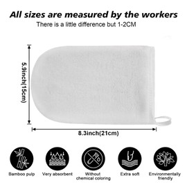 PHOGARY 8 Pack Microfiber Wash Mitts Flannel Soft Wash Mitt Bath Spa Cloth Reusable Makeup Remover Gloves European Style Face Cloth 15 x 21 cm (White and Grey)
