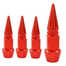 BokWin 4 Pcs 45mm Spike Valve Stem Caps Aluminum Tire Valve Caps Wheel Valve Stem Caps for Car Trucks Bikes Motorcycles(Red)