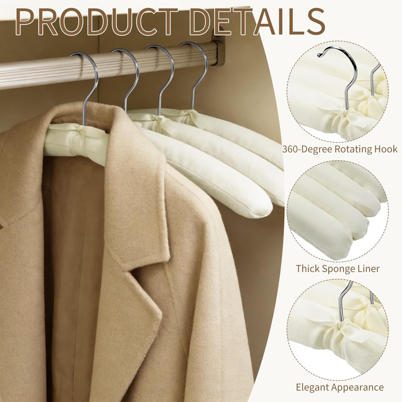 10 Pack Anti-Slip Padded Hangers, 17 Inch