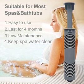 OBMAO Spa Mineral Stick/Hot Tub Stick Ag+ Filter Silver Ion Cartridge with 4 Months Lifetime Universal for Hot Tub,Keep Water Clear(Grey,4PCS)