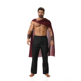 AGCOAH Roman Soldier Costume Men Brown Cloak Medieval Cape Roman Gladiator Costume Samurai Costume Renaissance Greek Warrior Costume (Brown-128CM/50INCH