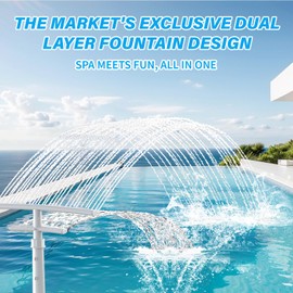 Pool Fountain for Above and Inground Pools, Dual-Layer Spray Pool Waterfall Sprinkler Chiller Aerator, Water Fountain Swimming Pool Accessories (for in-tex & Best-Way & Hay-Ward & Cole-Man)