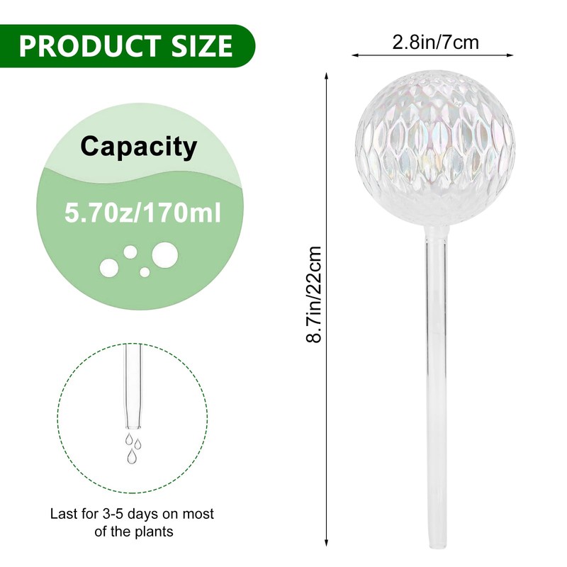 Viitech 4pcs Plant Watering Globes, Patterned Glass Plant Bulbs for