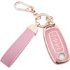 Seedwee for Nissan 5 Buttons Key fob Cover, Soft TPU Keys Protector Bling Key Fob Keychain for 2023 2024 Pathfinder Rogue Remote Key, Gold Pink