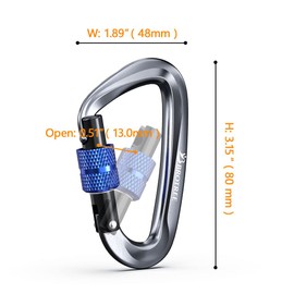 Brotree Carabiner with 1200 kg Load Capacity, Carabiner Hook with Keyring / Screw-Lock Configuration, Heavy Duty Screw-Lock Carabiner for Hammocks, Camping, Hiking, Fishing & More