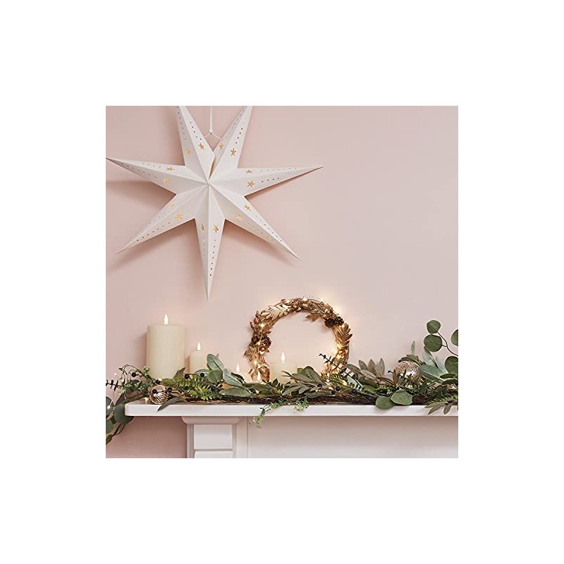 Lights4fun Gold Wreath Door Wreath 33 cm Autumn Decoration Christmas