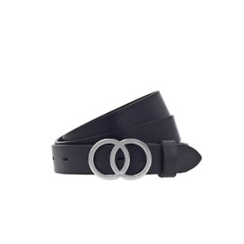 Vanzetti Ladies Smooth Leather Belt Silver Jewellery Buckle 2.5cm 80-105cm - Black - 90