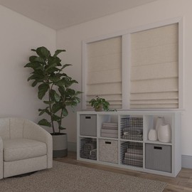 Sun Zero Seraphina Textured Total Blackout Cordless Roman Shade, 35" x 64", Beige