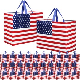 Landhoow 36 Pack American Flag Gift Bags Large 4th of July Gift Bags